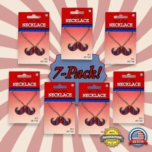7-PACK LOT Geek Chic Mustache Necklace & Pendant Unisex Costume Party Favors NOB